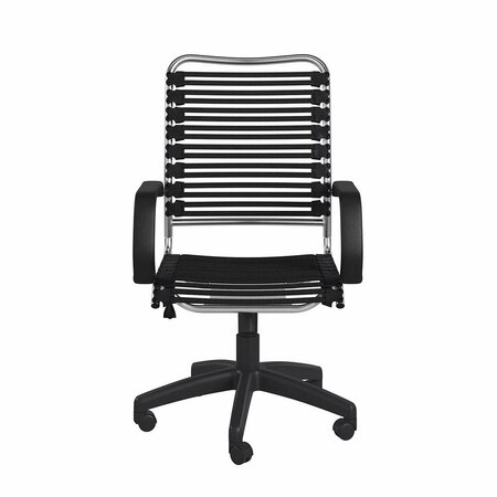HOMEROOTS 42 in. Flat Bungee Cord High Back Office Chair Black & Chrome 400780